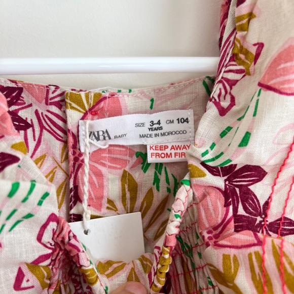 ZARA Floral Jumper with Flutter Straps Toddler Girl Size 3-4yrs NEW - Picture 7 of 8